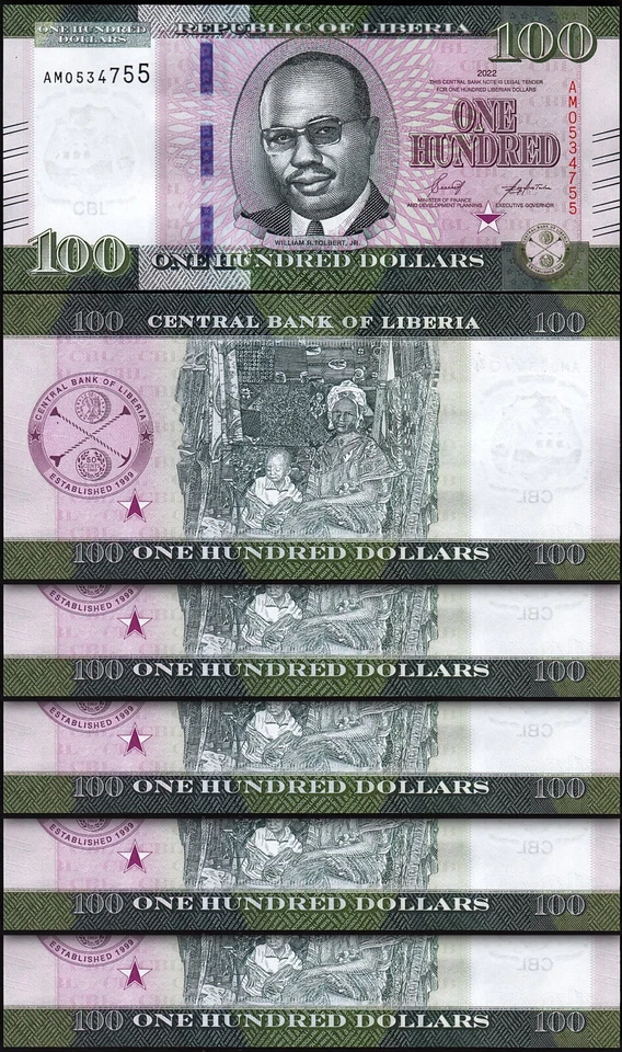 Liberia 100 Dollars 2022 2023, UNC, 20 Pcs LOT, P-New - Image 2 of 4