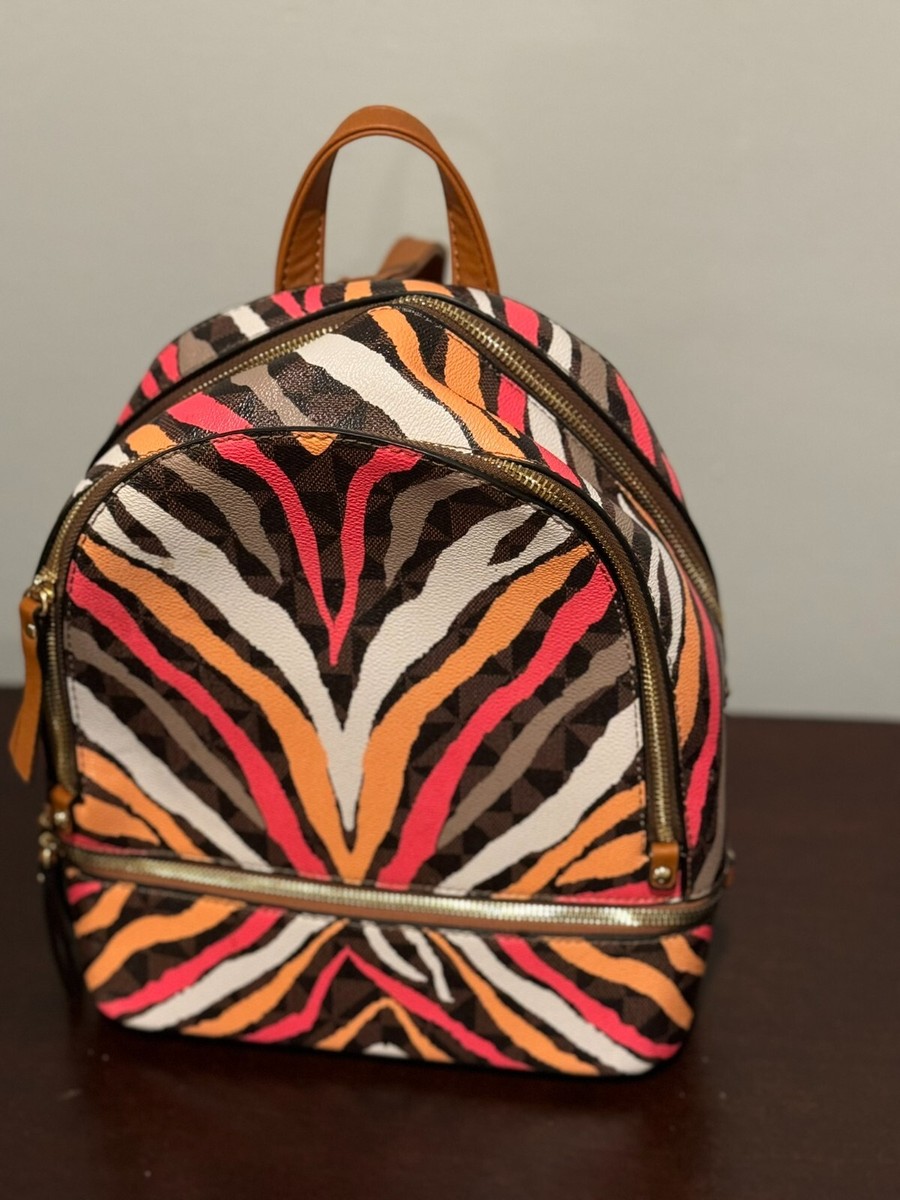 Multicolor Leather Canvas Zebra Print Mini Backpack | eBay display picture 1