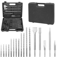 17PC SDS Plus Rotary Hammer Drill Bit Chisel Set for Masonry Concrete Tile Brick