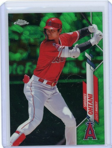2020 Topps Chrome Baseball Green Wave Refractor #21 Shohei Ohtani #24/99