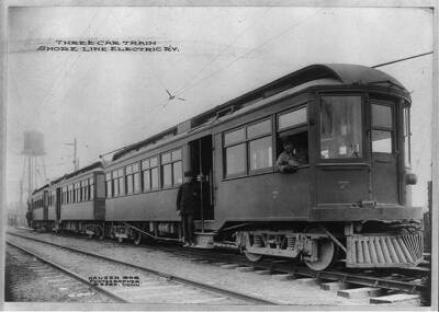 8'' x 10'' 1910 Photo Three car Train, Shore Line Electric