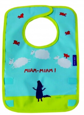 Baby Lätzchen - Wolf und Schafe - mit Krümelfach - Bib bunt