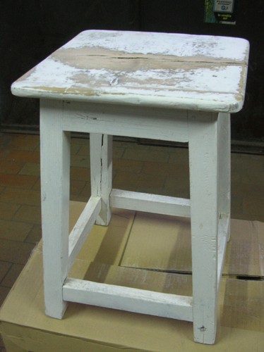 Sgabello bianco rustico sedia seggiolino legno vintage artigianale anni 60  435mm | eBay
