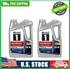 2 Pack Mobil 1 High Mileage Full Synthetic Motor Oil 10W-40, 5 Quart