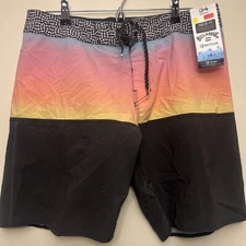 Billabong men’s Boardshorts, Size 34, black/multicolor NWT mid length