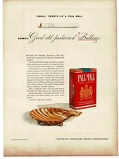 1940 Pall Mall Cigarettes fancy gold sea shell ashtray art Vintage Print Ad