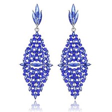 Long Shiny Blue Austrian Crystal Rhinestone Chandelier Dangle Earring Prom E106b