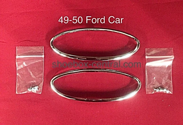 Juego de bisel de luz trasera cromada Ford Shoebox 1949 1950 49 50 Foto 4 de 4