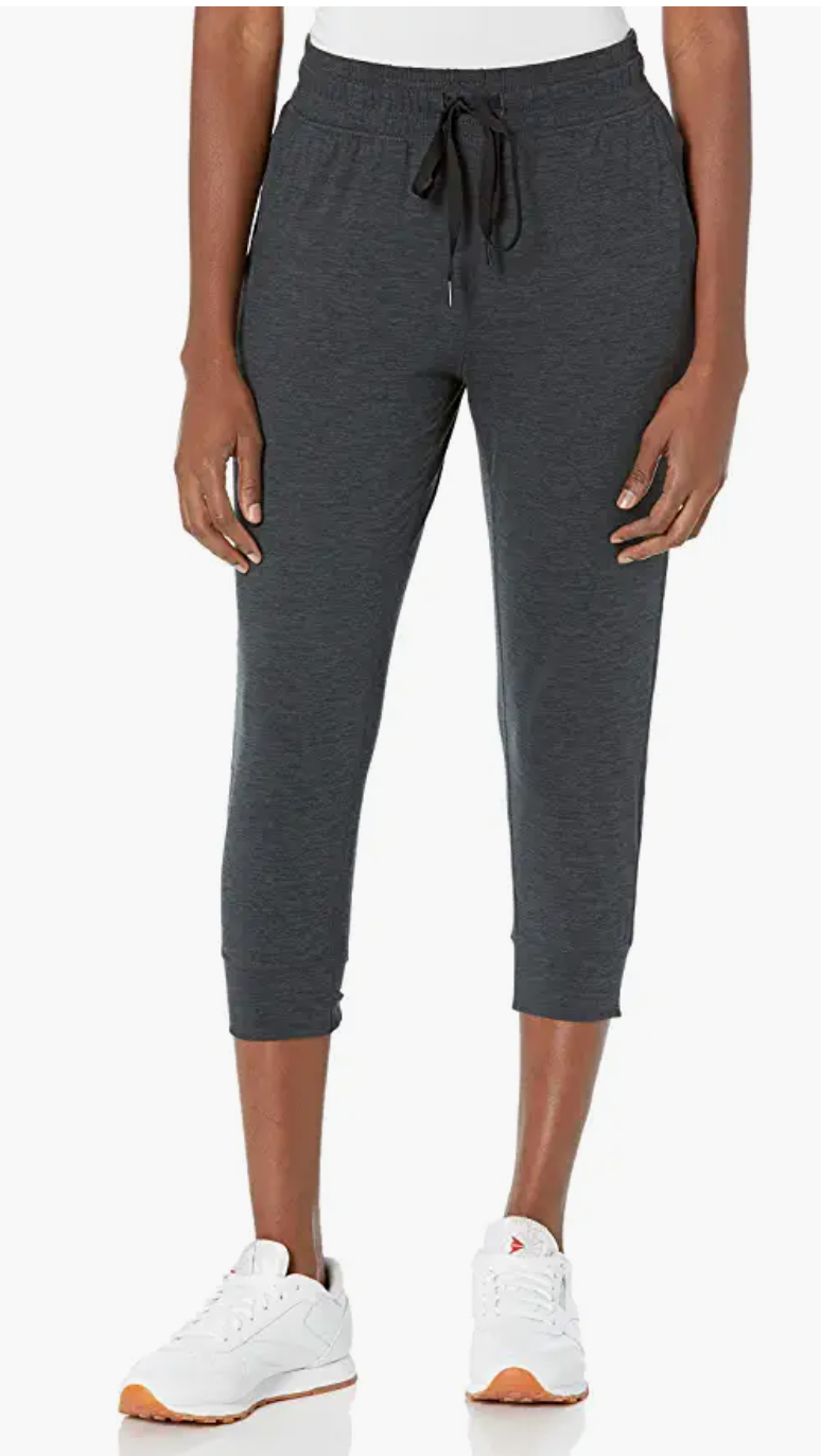 AMAZON ESSENTIALS Women's Brushed Tech Stretch Crop Jogger Pants Size M -  Grey | eBay