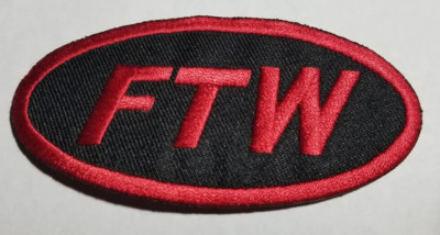 FTW oval Embroidered Biker red Motorcycle Club RC MC Patch approx 1.75x3.75''