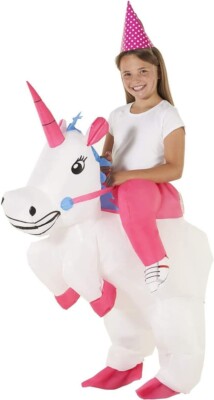 Aufblasbares EInhorn Kostüm Kinder Mädchen Pferd Reiter Faschingkostüm Karneval