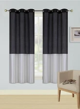 2PC SET FASHION SEMI-SHEER 2 MIX COLOR GROMMET WINDOW CURTAIN PANEL DRAPE 63" L
