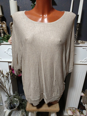 B.Young Dünner Damen Pullover Sweater Flügelärmel Sand L/XL