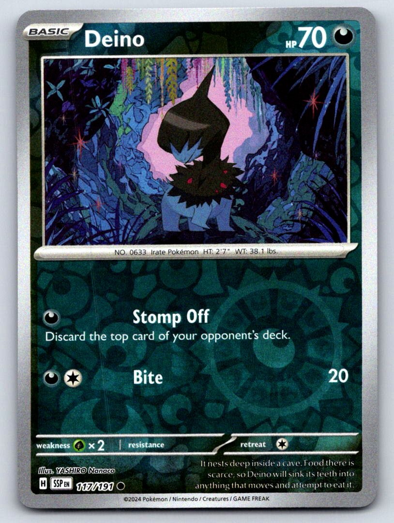 Deino 117/191 Reverse Holo Common Surging Sparks NM Pokemon TCG