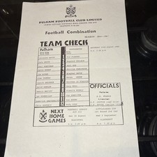 Fulham vs Southampton Reserves, Football combination S/Sheet programme 23/08/86