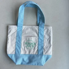 Trader Joe's NEW Limited Mini Canvas Tote Bag 2025 - Pastel Blue
