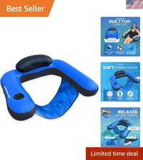 Tumbona de piscina inflable cubierta de tela con asiento en U | Con cómodo asiento de cabestrillo, ...