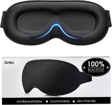 Gritin 100% Blackout Sleep Eye Mask for Women Men, Zero Pressure Sleeping Mask