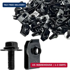 100 Pcs M6-1.0 Body Bolts and U Nuts Kits, Bumper Fender Liner Push Pull -Black