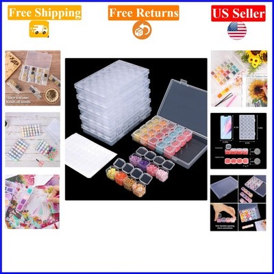 6 Pack Plastic Storage Boxes for Beads, Diamonds, 28 Grids, 4L Capacity