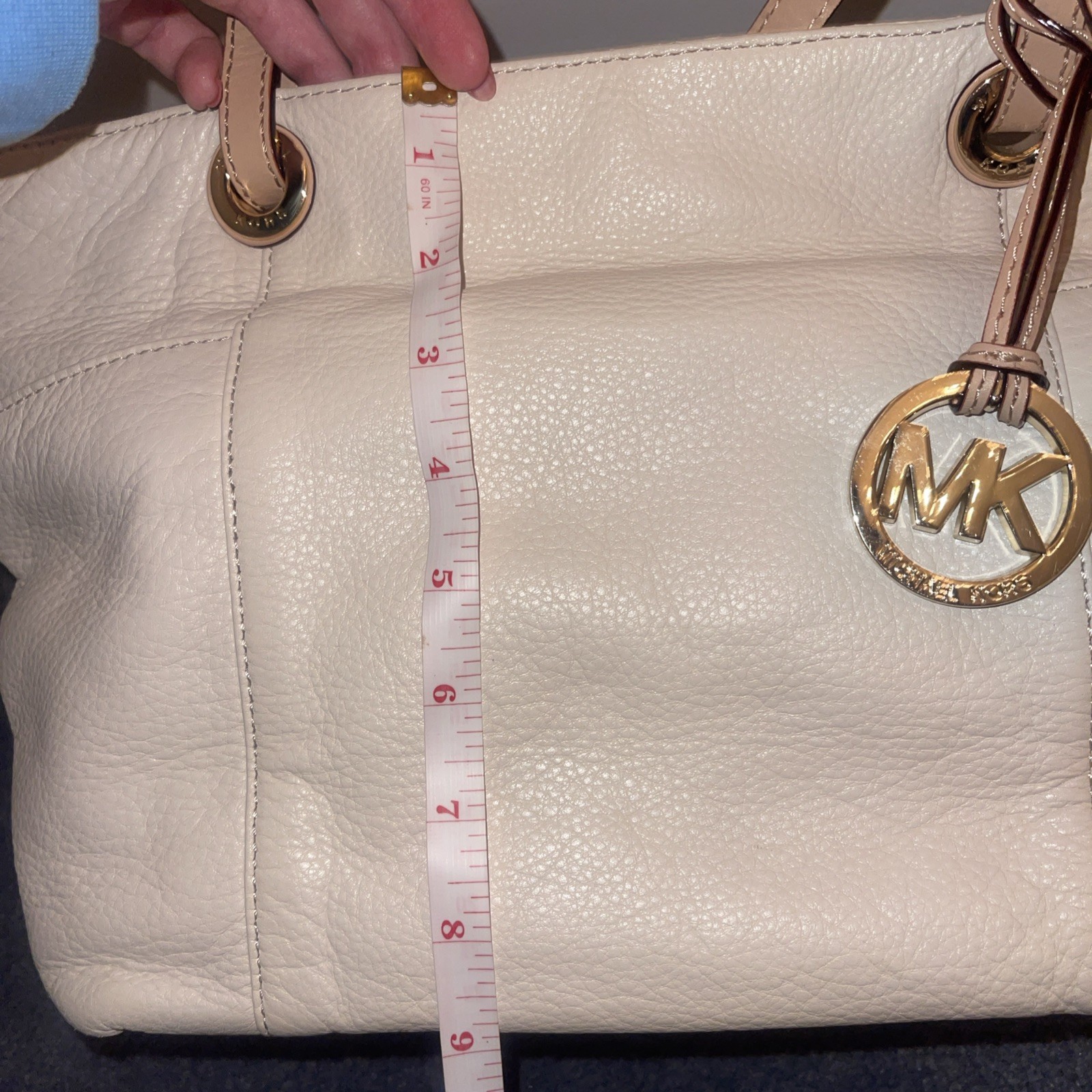 Michael Kors Jet Set Tote Handbag Beige And Gold thumbnail 8