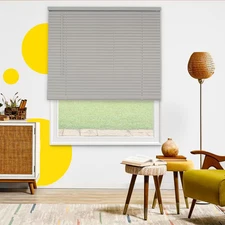 Grand Gray 43 In. W X 60 In. H Cordless Light Filtering Vinyl Mini Window Blinds