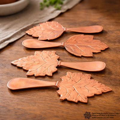 Vintage Copper Leaf Butter or Cheese Spreaders Set of 4 Tableware Entertaining
