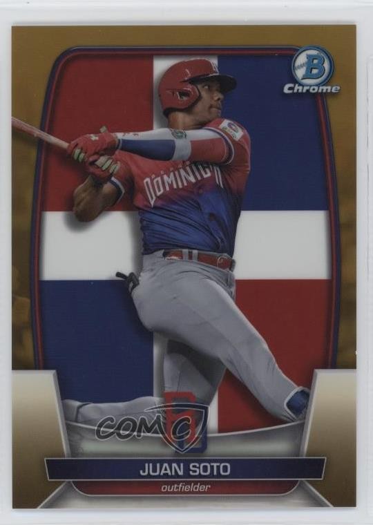 2023 Bowman Chrome WBC Flag Variations Gold Refractor 3/50 Juan Soto #WBC-28 6m1