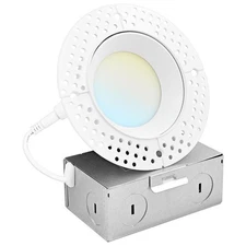 Luxrite 3 Inch Trimless Recessed LED Light 5CCT 2700K-5000K 750LM IC Rated ETL
