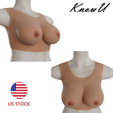 Realistic Silicone Breast Forms C-E Cup Fake Boobs Breastplate for Crossdresser