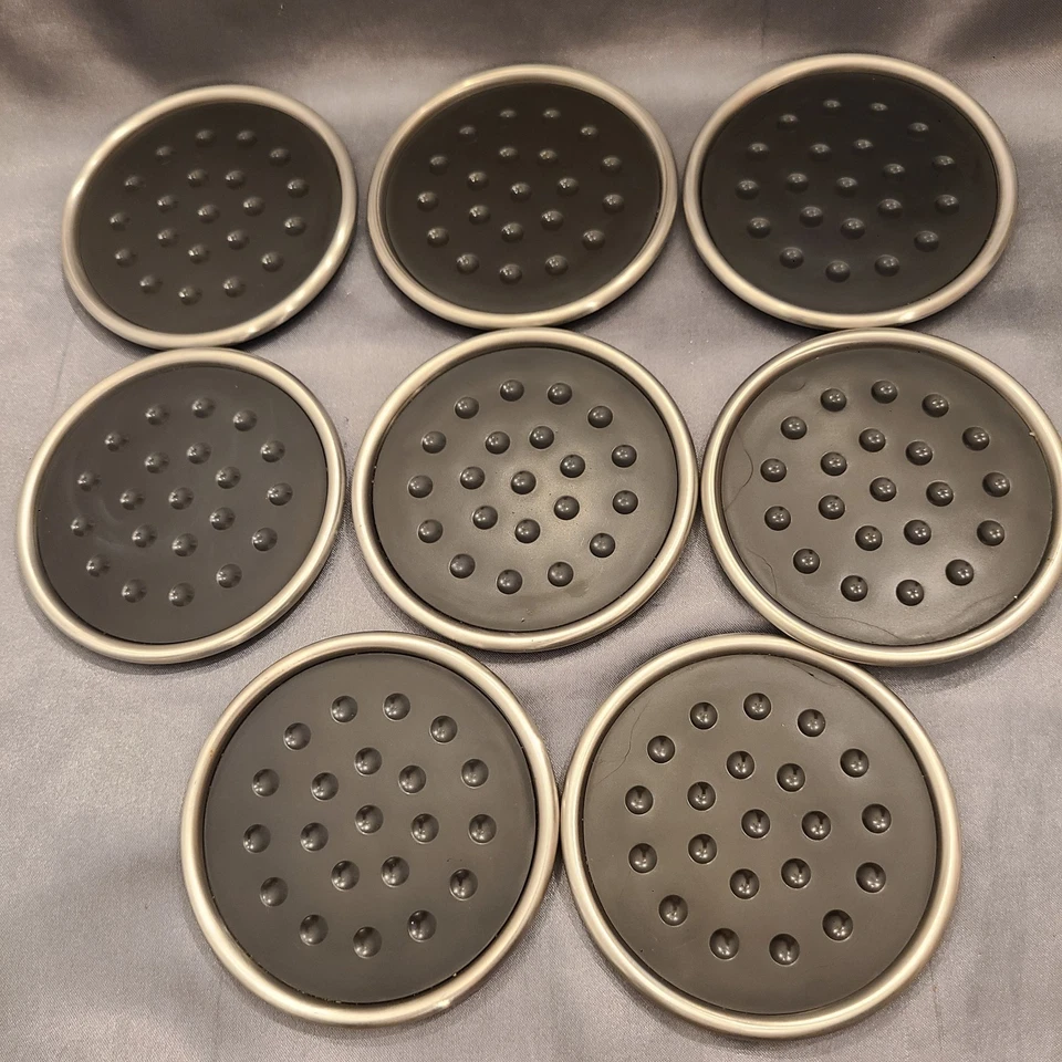 Interdesign Stainless Steel Plastic Drinks 8 Doto Coasters RARE Kitchen Black  - Image 2 of 4