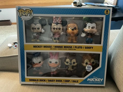 🔥Funko Pop! Disney Mickey Minnie Pluto Goofy Donald Daisy Chip Dale 8 PK EXC🔥