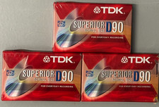TDK Superior D90 Normal Bias Cassette Tapes IEC I/Type 1 - NEW 3 PACK