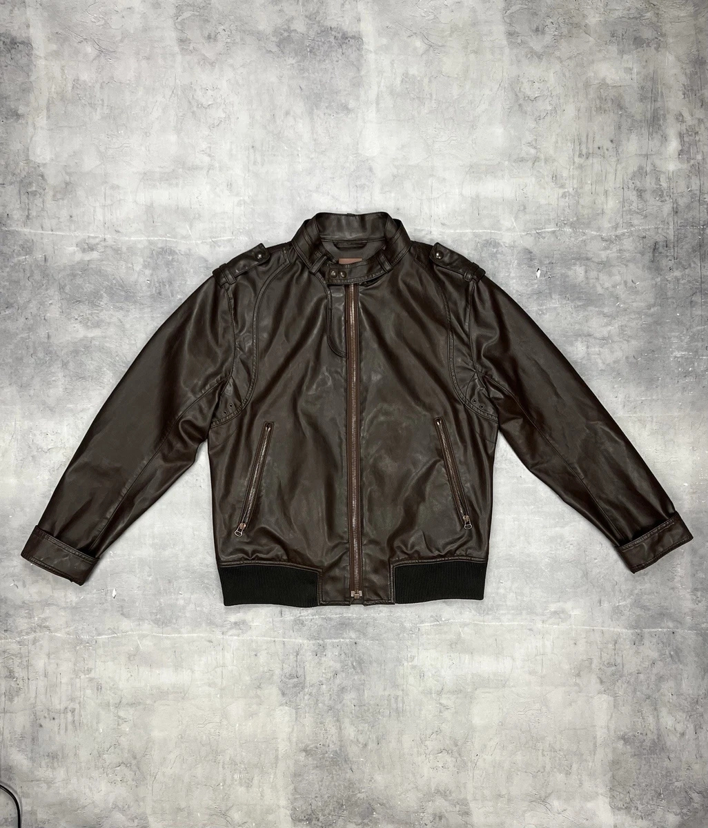 HUGO BOSS Leather Outer Shell Brown Coats, Jackets & Vests for Men