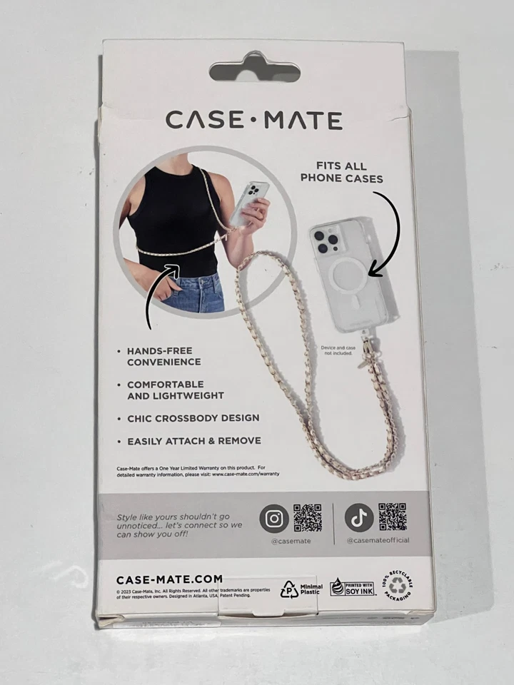 Case-Mate - Bandolera para cualquier teléfono celular - Cuero dorado y cadena dorada NUEVO Foto 2 de 2