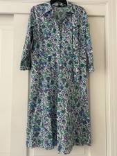 Talbots Women Fit & Flare Poplin Spring Fleur Floral Midi Shirtdress Size 14