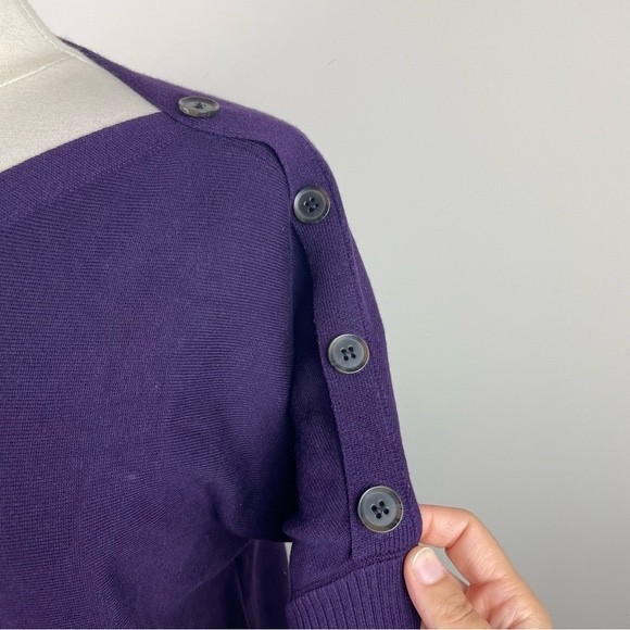 Cable & Gauge Solid Purple Button Accent Knit Swe… - image 4