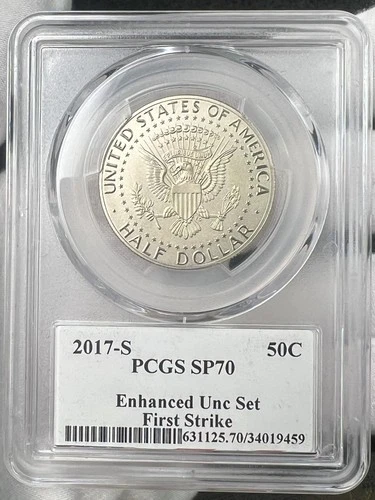 2017-S Kennedy Enhanced UNC Set First Strike 50c PCGS SP70 Half Dollar
