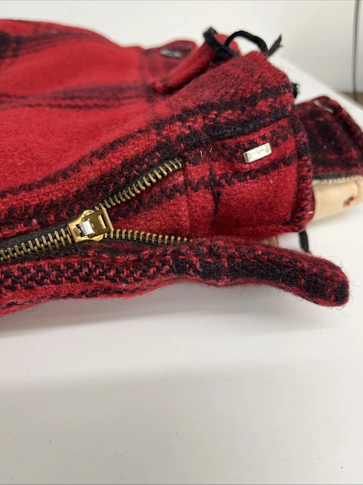 Vintage Woolrich Wool Hunting Pants 38" Waist Red Black Buffalo Plaid READ - Image 3 of 4