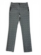 SOHO Apparel Ltd. Women  s Plaid Flat Front Skinny Dress Pants Gray/Black 27"