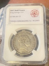King George 111 1817 Small Head Half Crown, Personal Grade AU-53 / GVF