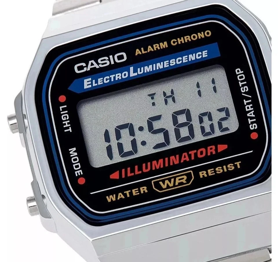 Casio A168WA-1WDF A168 Vintage Silver Stainless Steel Digital Mens Women Watch - image 2 of 4