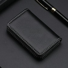 PU Leather Business Card Holder Professional Wallet Pocket w/ Magnetic Closure