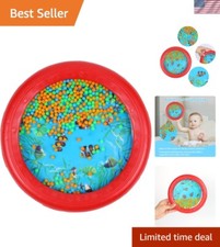 Bright Red Ocean Wave Bead Drum for Kids - Creative Musical Educational Fun