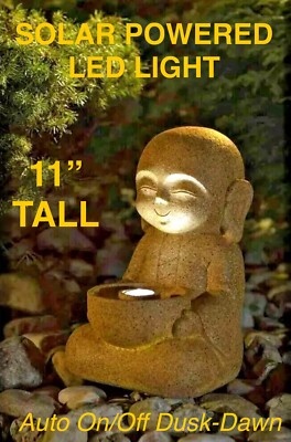 Buddha Solar Powered LED Outdoor Dusk-Dawn Pathway Zen Garden Deck Light Decor