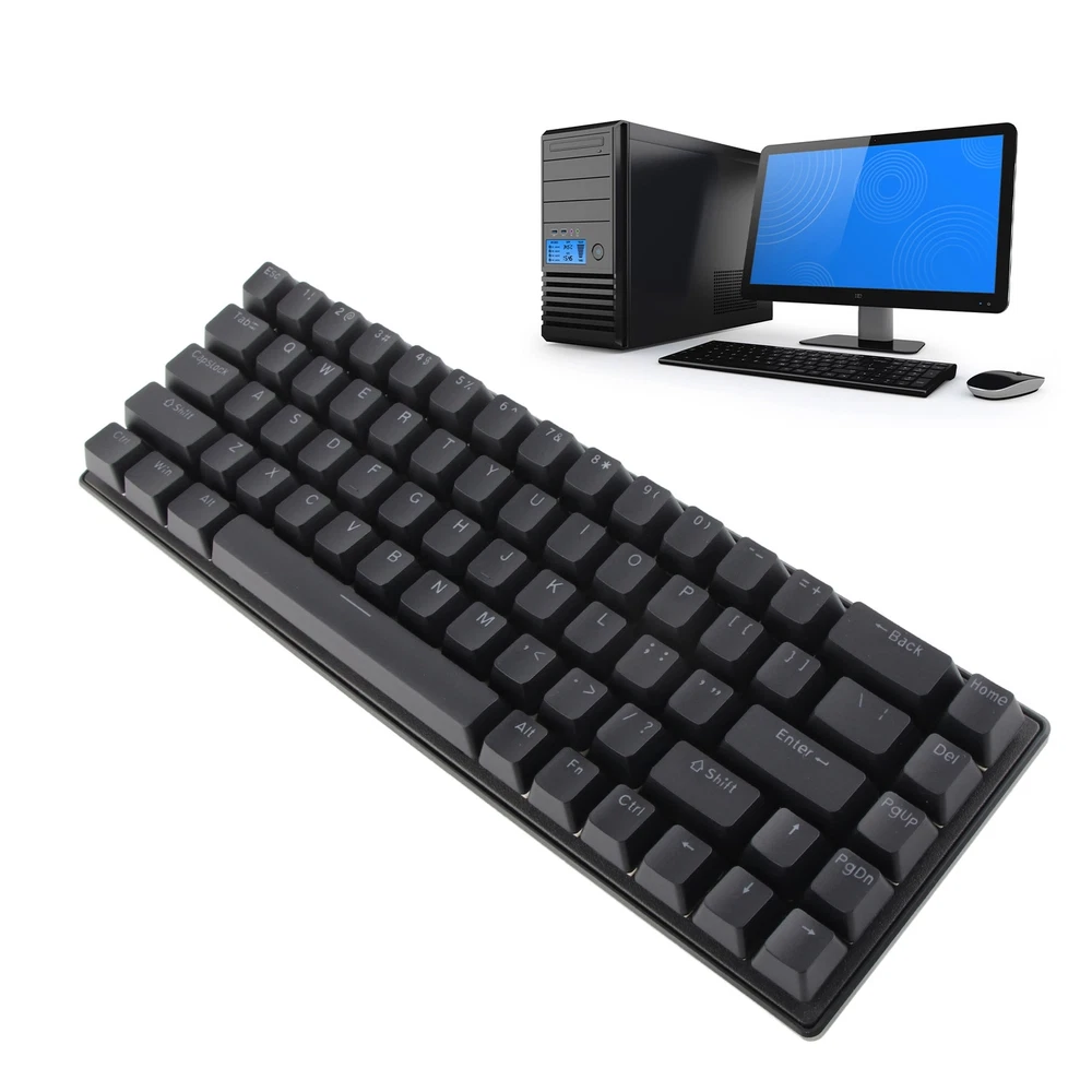 Compact 68-Key Black Mechanical RGB Keyboard with Custom Key Set