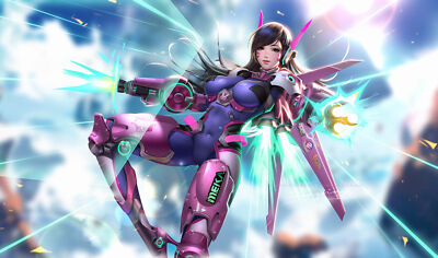 Anime girls simple background dva overwatch tight Custom Gaming Mat Desk