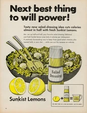 1967 Sunkist Lemons Fruit Salad Dressing Vintage Retro Print Ad Cut Calories