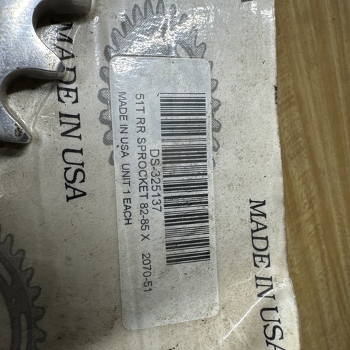 PBI 51T RR Sprocket 82-85 X P.N. 2070-51 DS-325137 New - Picture 3 of 3