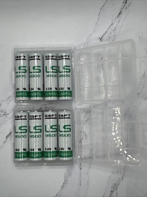 8 Brand New Saft LS14500 AA 3.6 Volt Lithium Batteries With Cases.